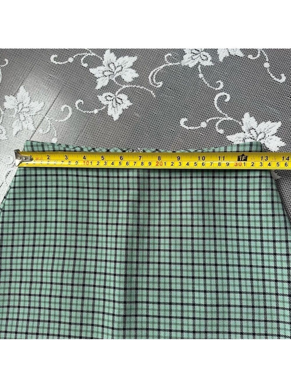Aritzia Wilfred Check Mini Skirt Green Sz 0 - Picture 5 of 8